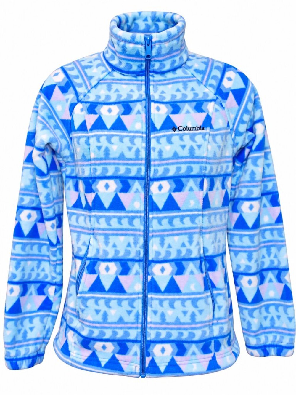 Columbia Geometric Print Fleece Zip-Up Jacket Blue | XS